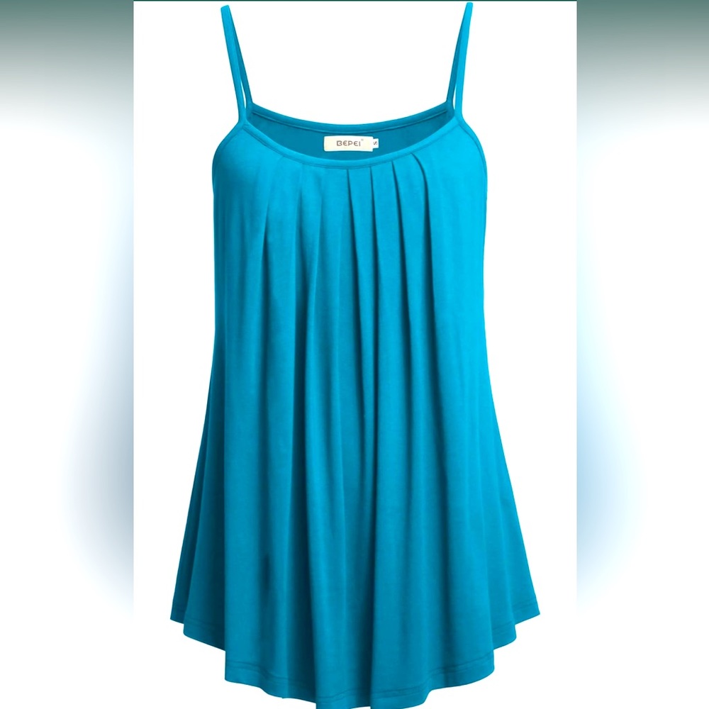 New BEPEI Women Loose Casual Summer Pleated Flowy Sleeveless Camisole Tank Tops